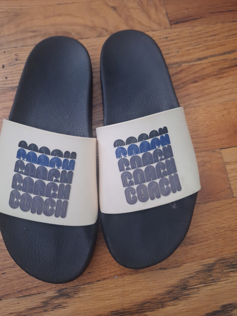 Coach Slide Sandals in Black and Cream